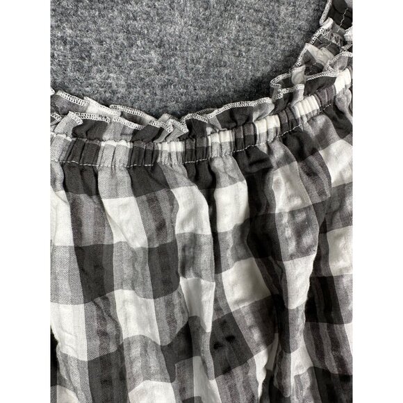 Torrid Peasant Midi Dress 1X Seersucker Black White Gingham Milkmaid Cottage - Picture 9 of 11